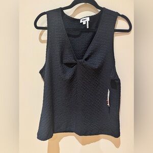 DKNY Black Sleeveless Textured Blouse